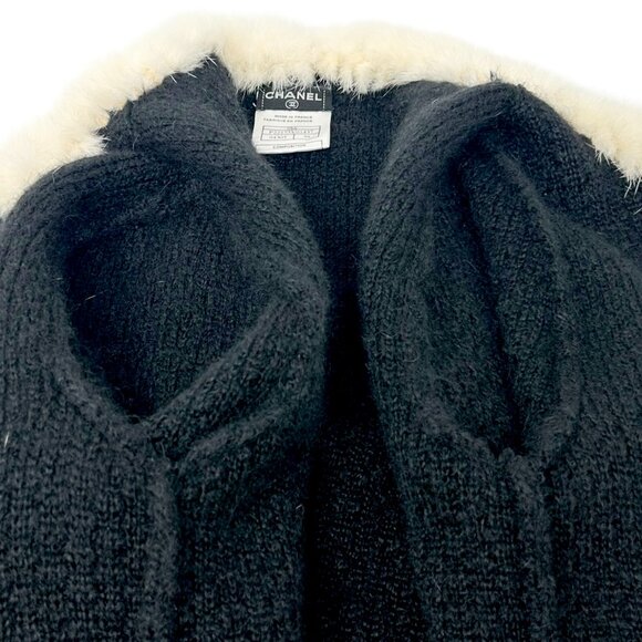 CHANEL Vintage 03A CC Logo Mohair Knit Fur Jacket Pocket Button #38 [105700] - Picture 11 of 12